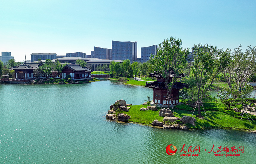 航拍雄安國(guó)際酒店園林景觀。人民網(wǎng) 李兆民攝